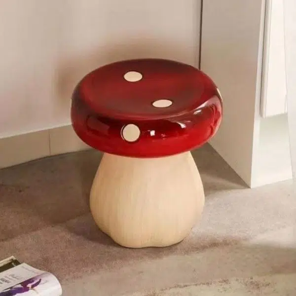 Contemporary Creative Mushroom Fiberglass Footstool Backless Armless For Living Room - Image 3