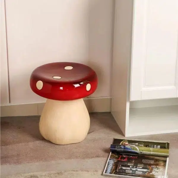 Contemporary Creative Mushroom Fiberglass Footstool Backless Armless For Living Room - Image 2