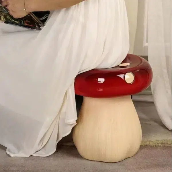 Contemporary Creative Mushroom Fiberglass Footstool Backless Armless For Living Room - Image 10