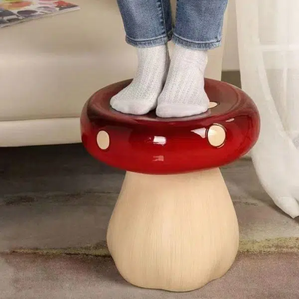 Contemporary Creative Mushroom Fiberglass Footstool Backless Armless For Living Room - Image 9