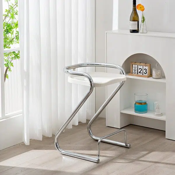 Contemporary Nordic ABS Iron Geometry Bar Stool Backless Armless For Dining Room - Image 14
