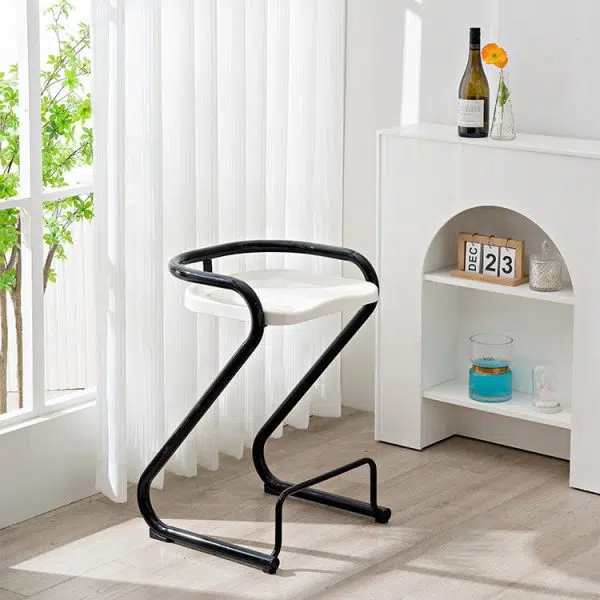 Contemporary Nordic ABS Iron Geometry Bar Stool Backless Armless For Dining Room - Image 12