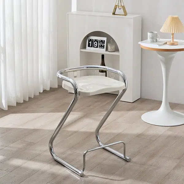 Contemporary Nordic ABS Iron Geometry Bar Stool Backless Armless For Dining Room - Image 17
