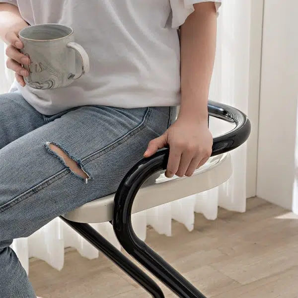 Contemporary Nordic ABS Iron Geometry Bar Stool Backless Armless For Dining Room - Image 9