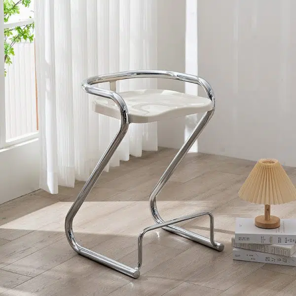 Contemporary Nordic ABS Iron Geometry Bar Stool Backless Armless For Dining Room - Image 18