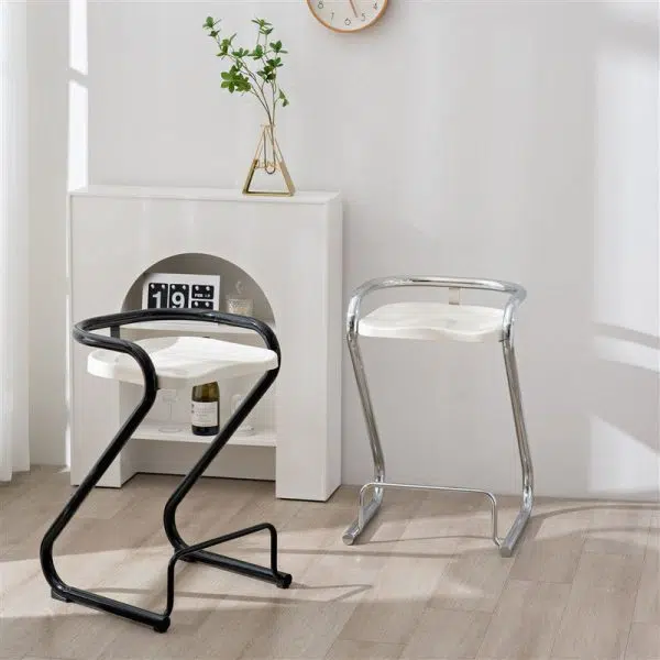 Contemporary Nordic ABS Iron Geometry Bar Stool Backless Armless For Dining Room - Image 11
