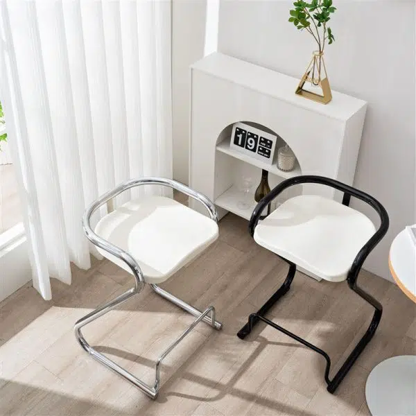 Contemporary Nordic ABS Iron Geometry Bar Stool Backless Armless For Dining Room - Image 13