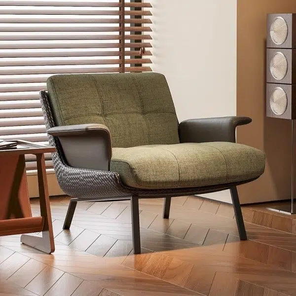 Contemporary Retro Cotton Carbon Steel Leather Sofa Backrest Armrest For Living Room - Image 3