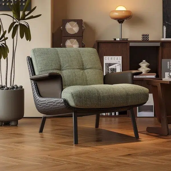 Contemporary Retro Cotton Carbon Steel Leather Sofa Backrest Armrest For Living Room - Image 2