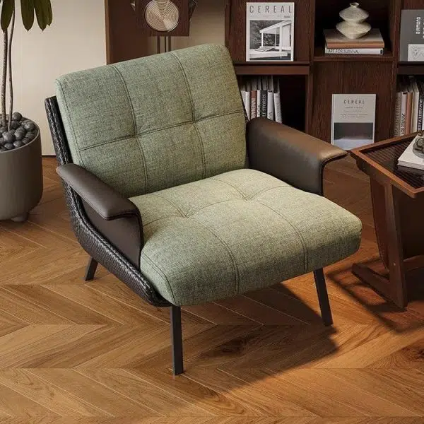 Contemporary Retro Cotton Carbon Steel Leather Sofa Backrest Armrest For Living Room - Image 5