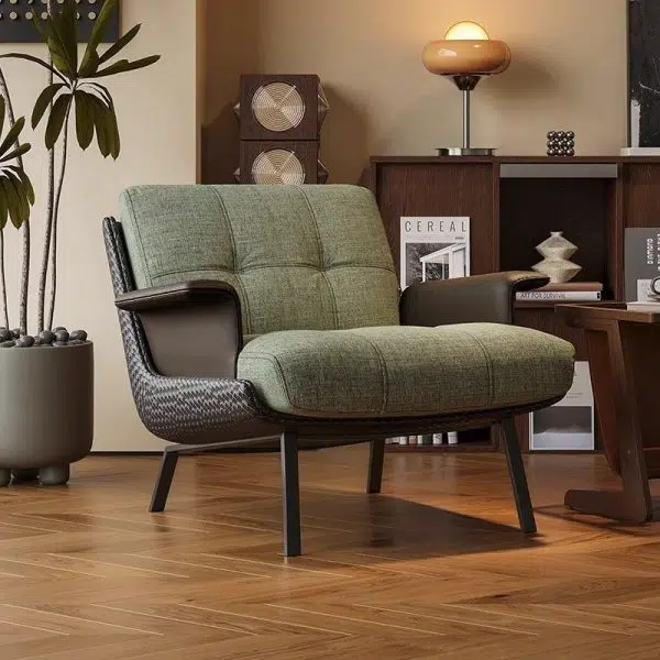 Contemporary Retro Cotton Carbon Steel Leather Sofa Backrest Armrest For Living Room - Image 10