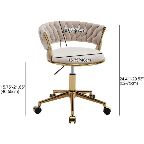 Contemporary Nordic Coil Velvet Iron Hardware Vanity Stool Backrest Armless For Bedroom - Image 4