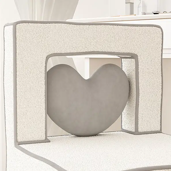 DFM-Chair-FA00954-11.jpg Contemporary Creative Love Lines Lambswool Solid Wood Iron Vanity Stool Backrest Armless For Bedroom - Image 5