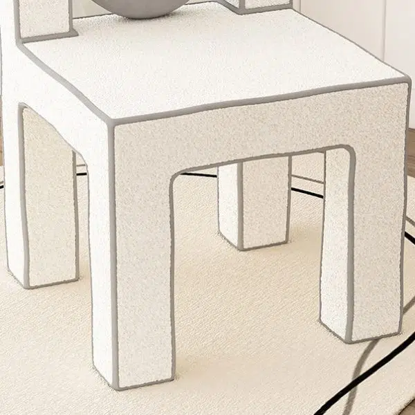 Contemporary Creative Love Lines Lambswool Solid Wood Iron Vanity Stool Backrest Armless For Bedroom - Image 7