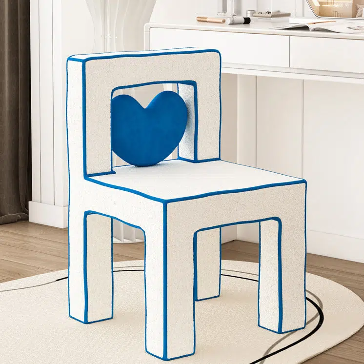 DFM-Chair-FA00954-2.jpg Contemporary Creative Love Lines Lambswool Solid Wood Iron Vanity Stool Backrest Armless For Bedroom - Image 15