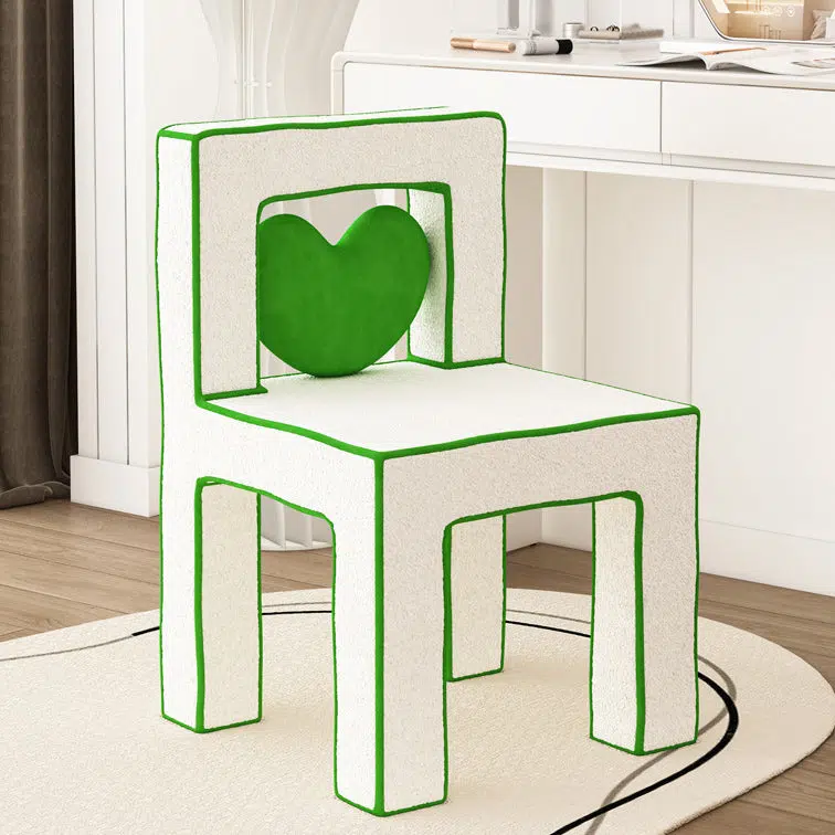 DFM-Chair-FA00954-3.jpg Contemporary Creative Love Lines Lambswool Solid Wood Iron Vanity Stool Backrest Armless For Bedroom - Image 14