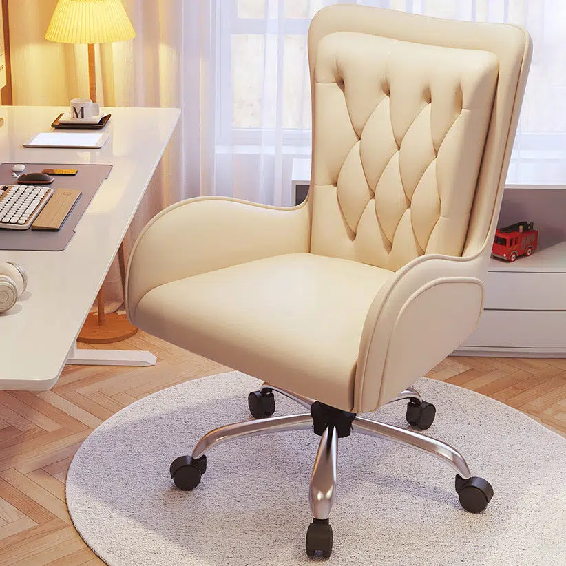 DFM-Chair-FA00971-1-ca164e12-7935-45d8-baae-708c70889bb3.jpg Contemporary Nordic Leather Steel Desk Chair Backrest Armrest For Home Office - Image 2