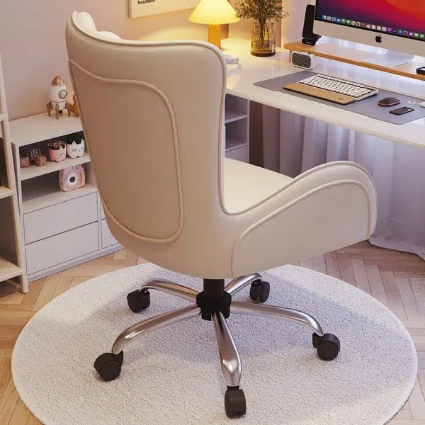 Contemporary Nordic Leather Steel Desk Chair Backrest Armrest For Home Office - Image 8