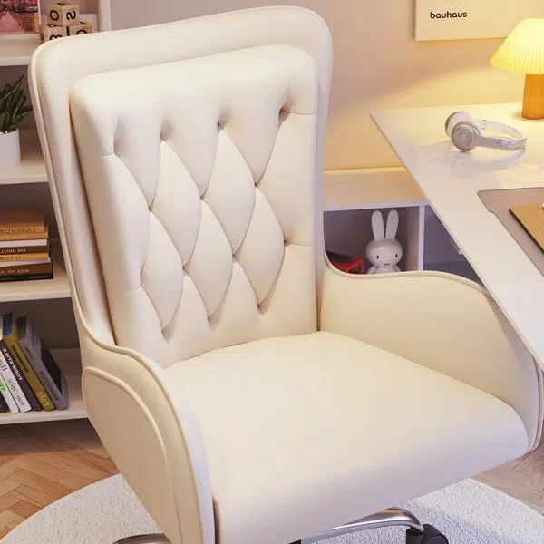 Contemporary Nordic Leather Steel Desk Chair Backrest Armrest For Home Office - Image 5