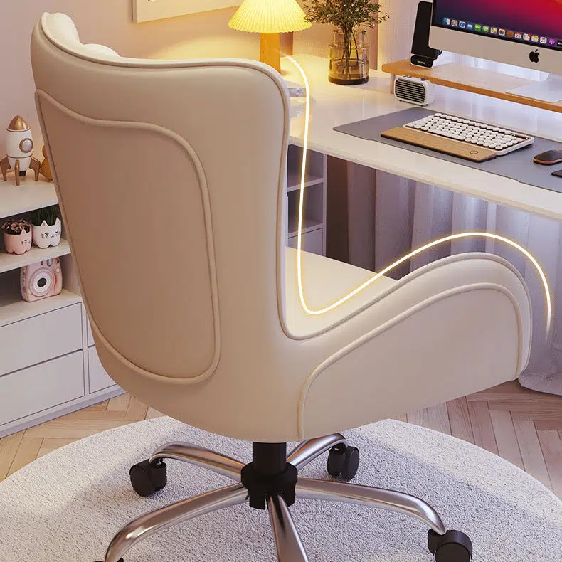 DFM-Chair-FA00971-5.jpg Contemporary Nordic Leather Steel Desk Chair Backrest Armrest For Home Office - Image 7