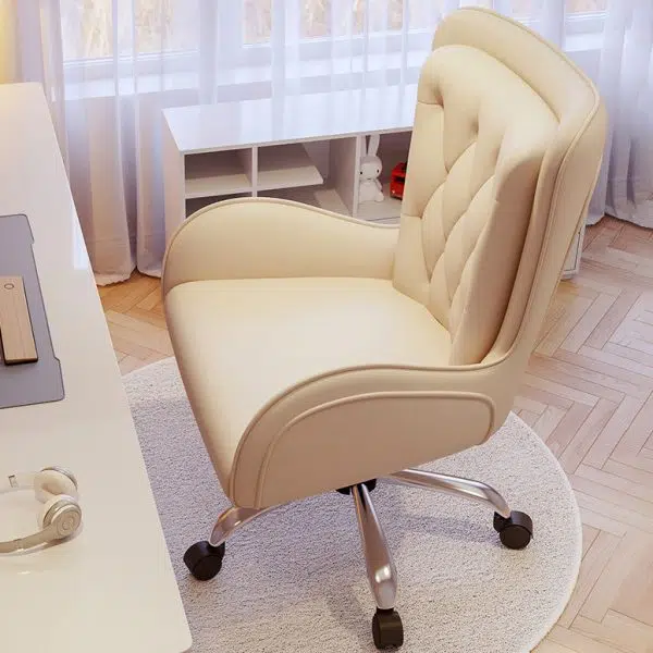 Contemporary Nordic Leather Steel Desk Chair Backrest Armrest For Home Office - Image 13