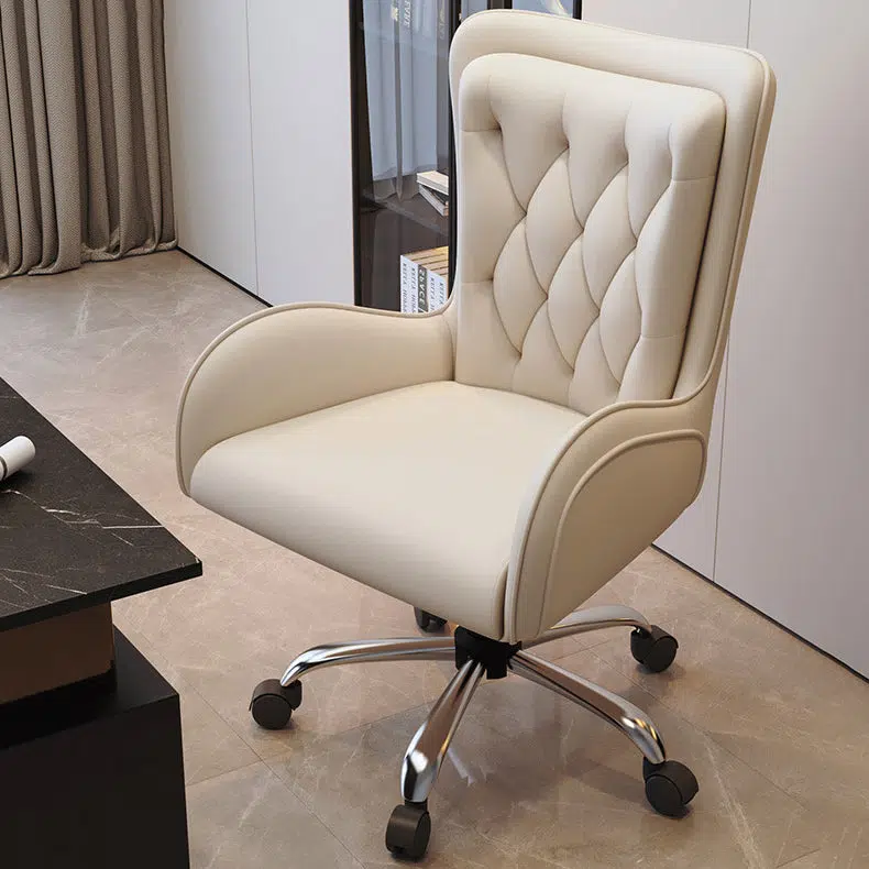 DFM-Chair-FA00971-7.jpg Contemporary Nordic Leather Steel Desk Chair Backrest Armrest For Home Office - Image 3