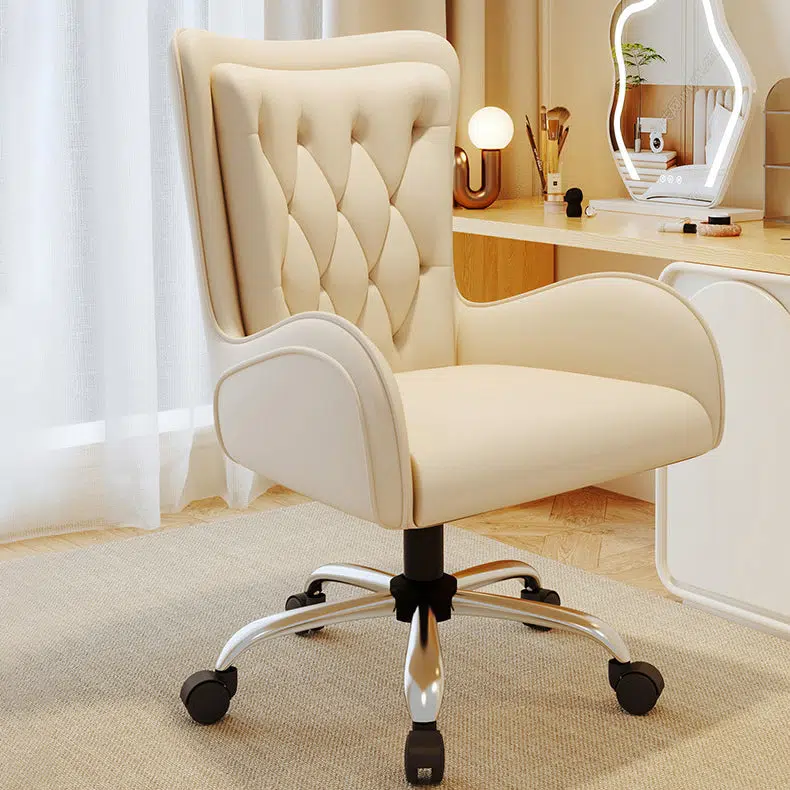 DFM-Chair-FA00971-8.jpg Contemporary Nordic Leather Steel Desk Chair Backrest Armrest For Home Office - Image 1