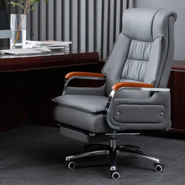 Contemporary Scandinavian Aluminum Alloy Solid Wood PU Desk Chair Backrest Armrest Footrest For Home Office - Image 11