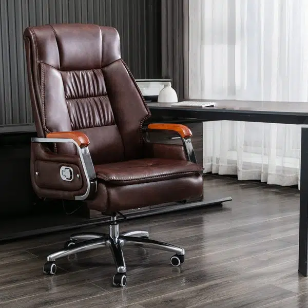 Contemporary Scandinavian Aluminum Alloy Solid Wood PU Desk Chair Backrest Armrest Footrest For Home Office - Image 13