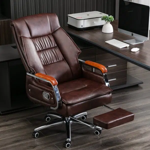 Contemporary Scandinavian Aluminum Alloy Solid Wood PU Desk Chair Backrest Armrest Footrest For Home Office - Image 14