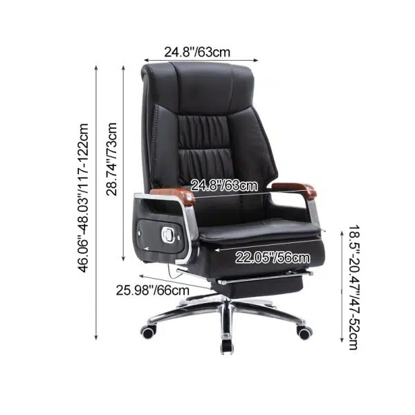 Contemporary Scandinavian Aluminum Alloy Solid Wood PU Desk Chair Backrest Armrest Footrest For Home Office - Image 4