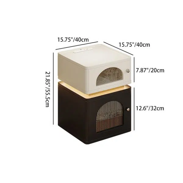 Contemporary Nordic Rectangle Cube Socket Light Strip Density Board Hardware Nightstand 2 - Cabinet For Bedroom - Image 4