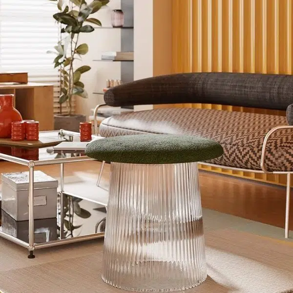 Contemporary Creative Mushroom Acrylic Lambswool Footstool Backless Armless For Living Room - Image 10