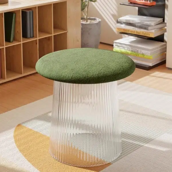 Contemporary Creative Mushroom Acrylic Lambswool Footstool Backless Armless For Living Room - Image 12