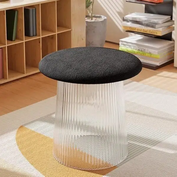 Contemporary Creative Mushroom Acrylic Lambswool Footstool Backless Armless For Living Room - Image 14