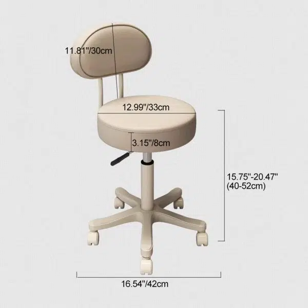 Contemporary Nordic Round Cushion Leather Nylon Vanity Stool Backrest Armless For Bedroom - Image 4