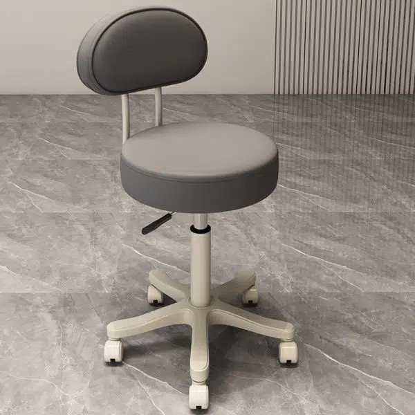Contemporary Nordic Round Cushion Leather Nylon Vanity Stool Backrest Armless For Bedroom - Image 3