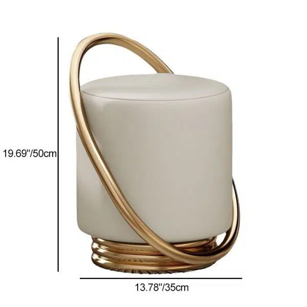 Contemporary Nordic Cylinder Iron Leather Vanity Stool Backless Armless For Bedroom - Image 4