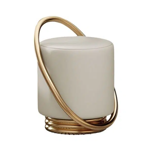 Contemporary Nordic Cylinder Iron Leather Vanity Stool Backless Armless For Bedroom - Image 9