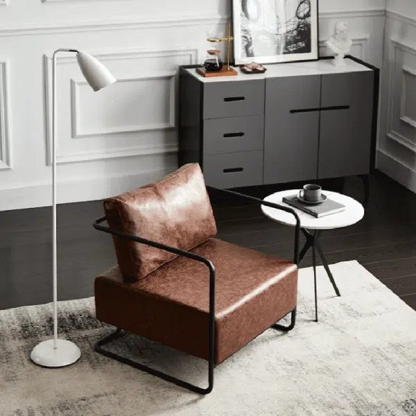 Contemporary Scandinavian PU Iron Solid Wood Sofa Backrest Armrest For Living Room - Image 6