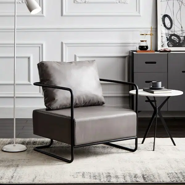 Contemporary Scandinavian PU Iron Solid Wood Sofa Backrest Armrest For Living Room - Image 2