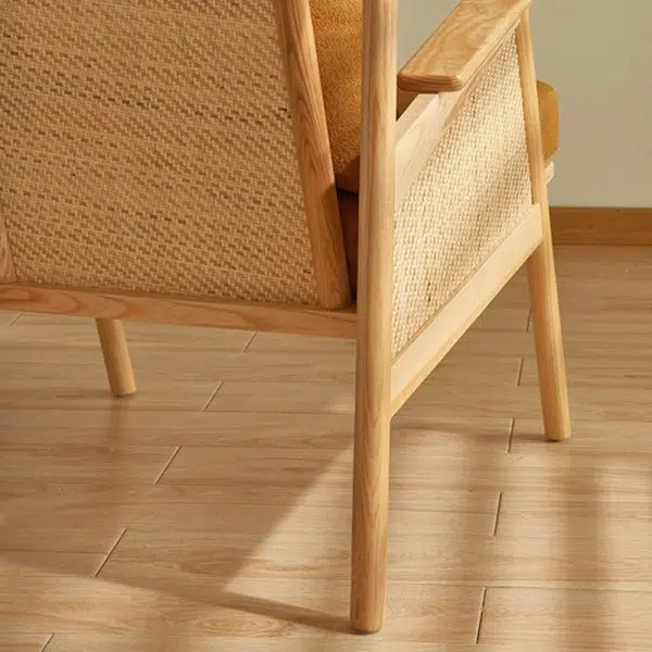 Traditional Japanese Rattan Weaving Solid Wood Sofa Backrest Armrest For Living Room - Image 12