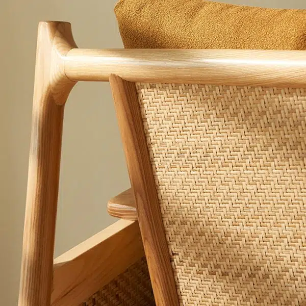 Traditional Japanese Rattan Weaving Solid Wood Sofa Backrest Armrest For Living Room - Image 11