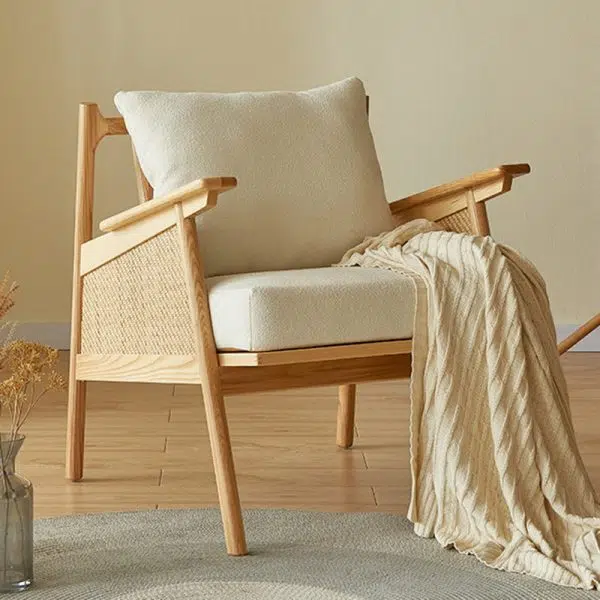 Traditional Japanese Rattan Weaving Solid Wood Sofa Backrest Armrest For Living Room - Image 16