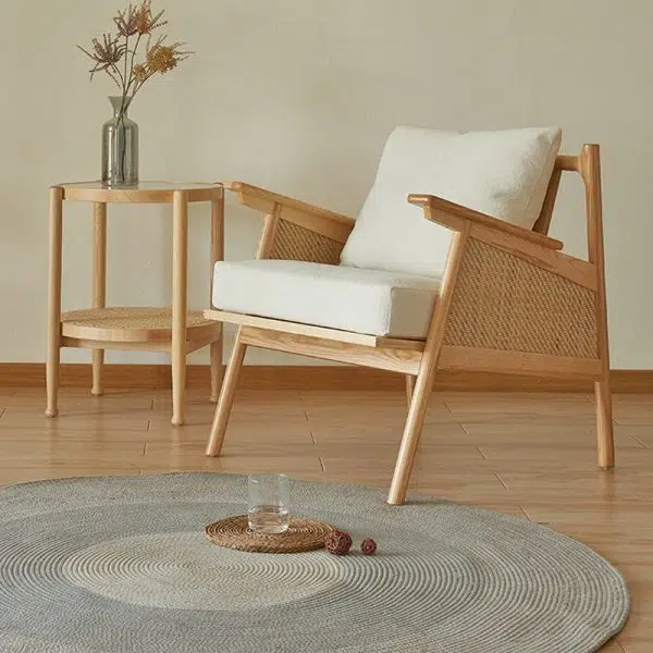 Traditional Japanese Rattan Weaving Solid Wood Sofa Backrest Armrest For Living Room - Image 18