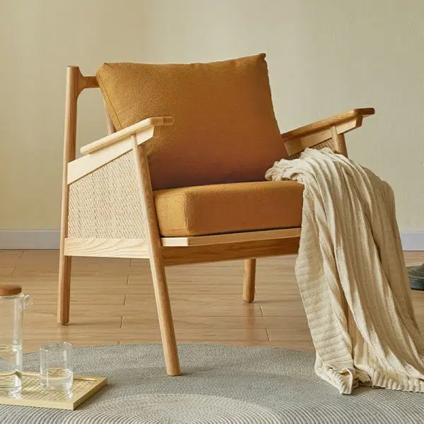 Traditional Japanese Rattan Weaving Solid Wood Sofa Backrest Armrest For Living Room - Image 21