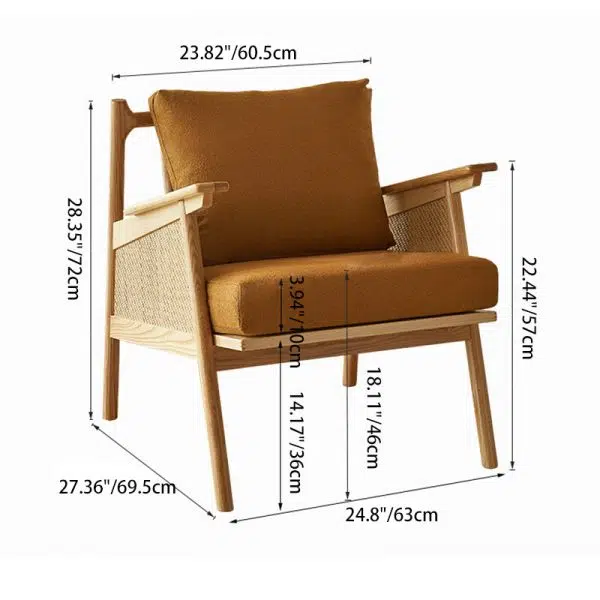 Traditional Japanese Rattan Weaving Solid Wood Sofa Backrest Armrest For Living Room - Image 4