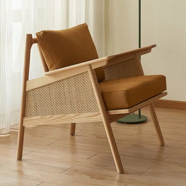 Traditional Japanese Rattan Weaving Solid Wood Sofa Backrest Armrest For Living Room - Image 22