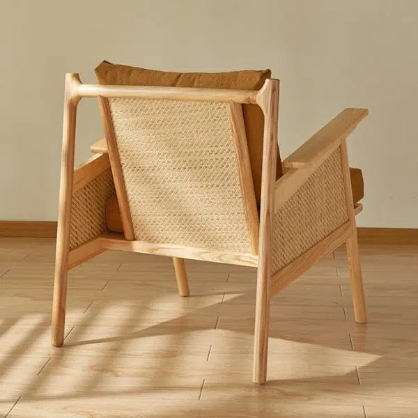 Traditional Japanese Rattan Weaving Solid Wood Sofa Backrest Armrest For Living Room - Image 13