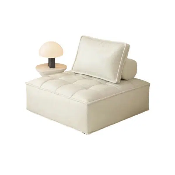 Contemporary Nordic Square Block Solid Wood Lambswool Technology Fabric Cotton Linen Sofa Backless Armless For Living Room - Image 11